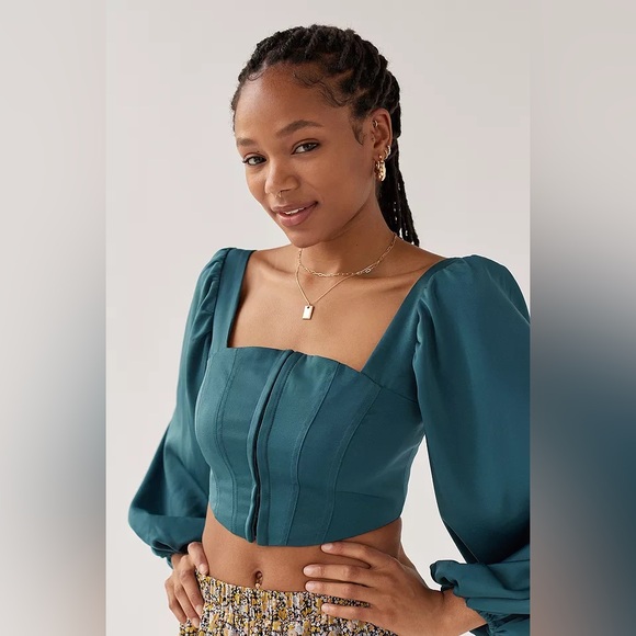 Urban Outfitters Tops - Teal bustier long sleeve cropped top